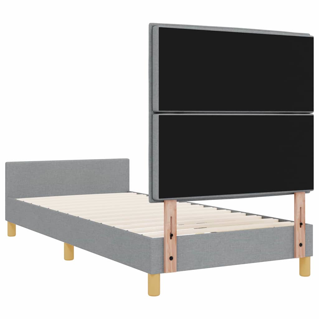 Sengestel med hovedgærde Lysegrå 90 x 200 cm Stof