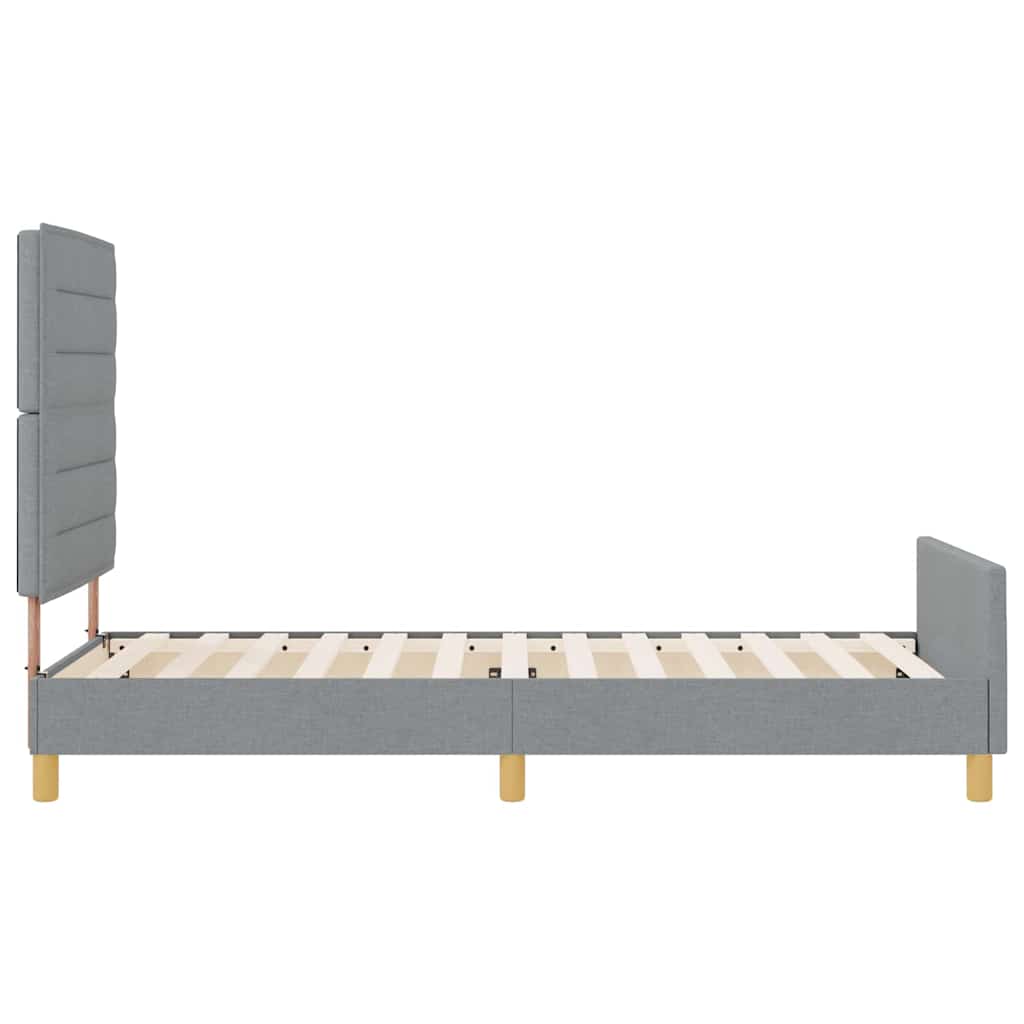 Sengestel med hovedgærde Lysegrå 90 x 200 cm Stof
