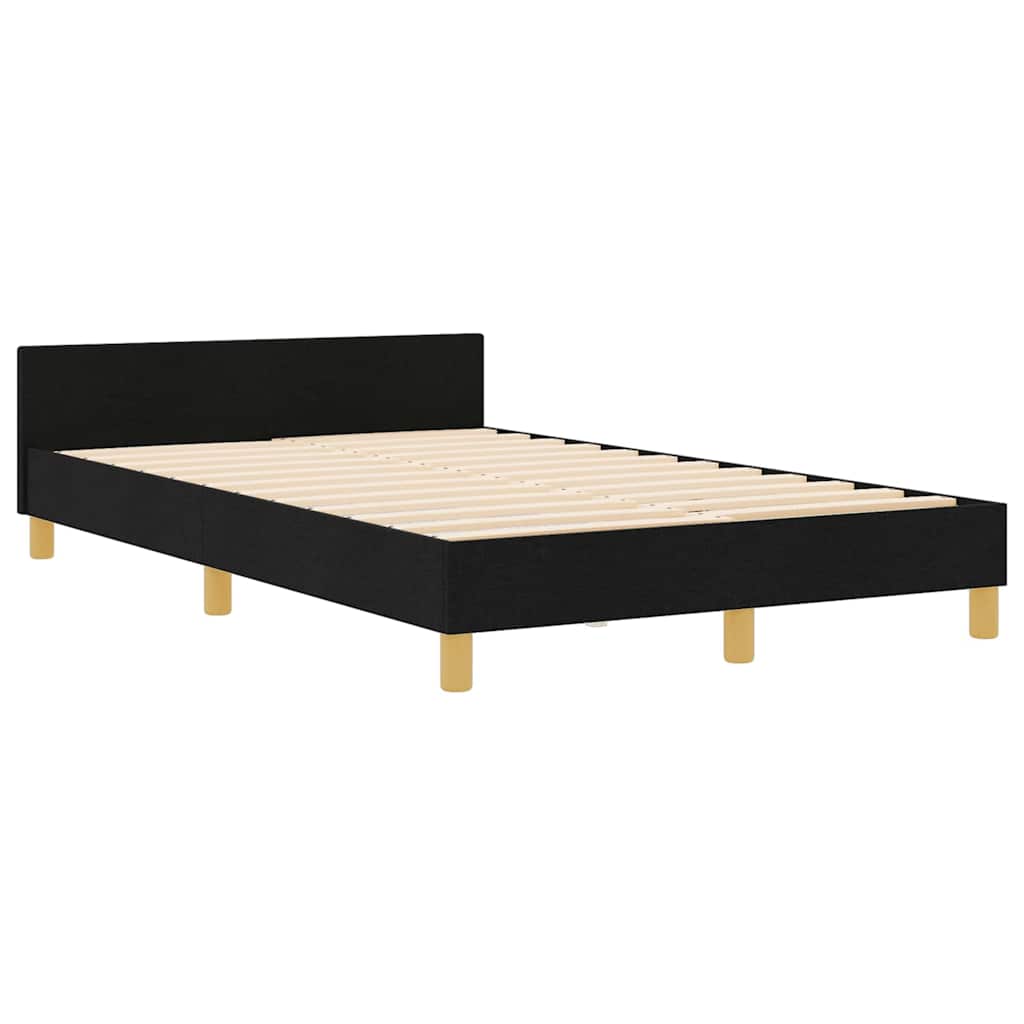 Sengestel med hovedgærde Sort 120 x 200 cm Stof