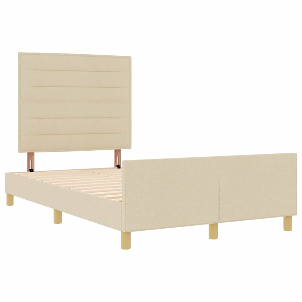 Sengestel med hovedgærde Creme 140 x 190 cm Stof