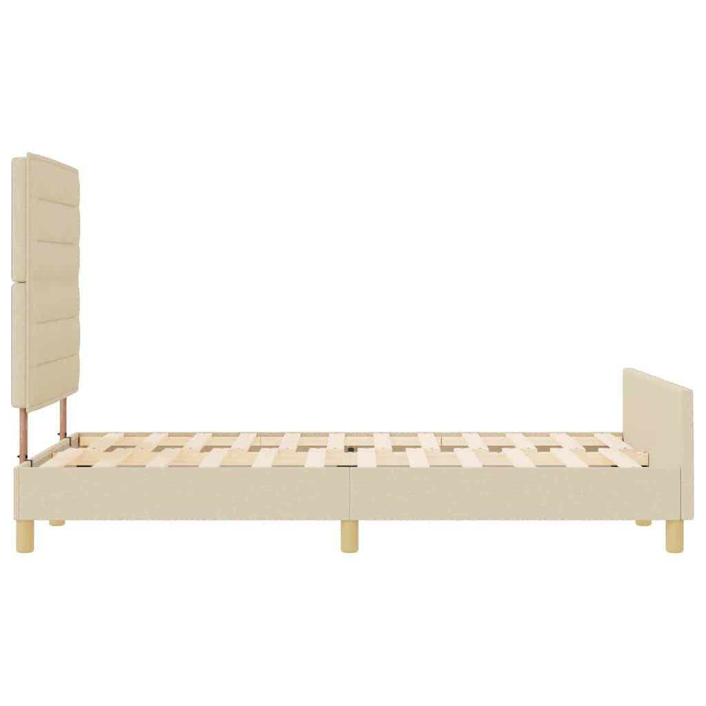Sengestel med hovedgærde Creme 140 x 190 cm Stof