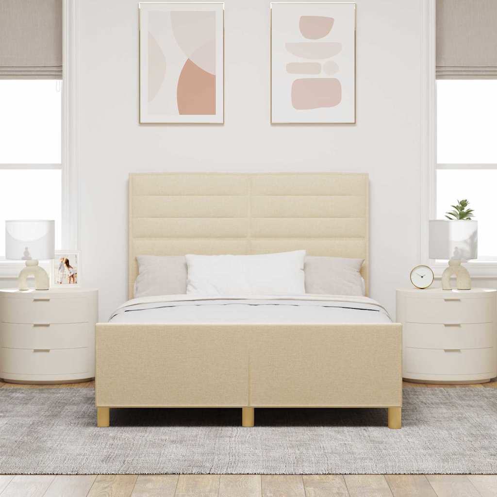 Sengestel med hovedgærde Creme 140 x 200 cm Stof