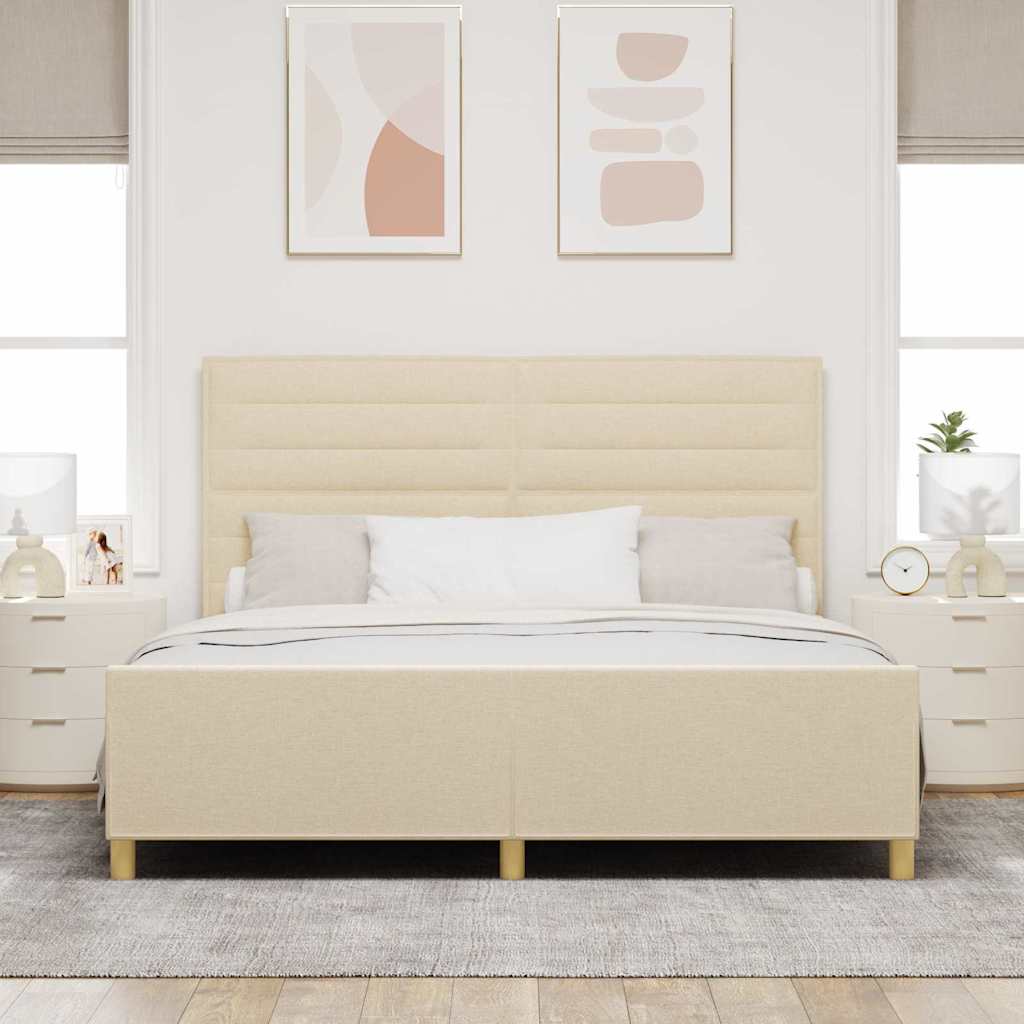 Sengestel med hovedgærde Creme 180 x 200 cm Stof