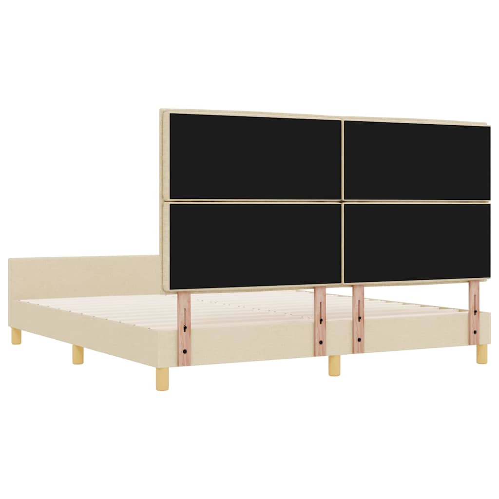 Sengestel med hovedgærde Creme 180 x 200 cm Stof