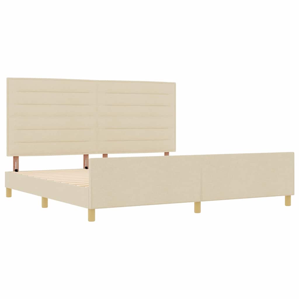 Sengestel med hovedgærde Creme 200 x 200 cm Stof