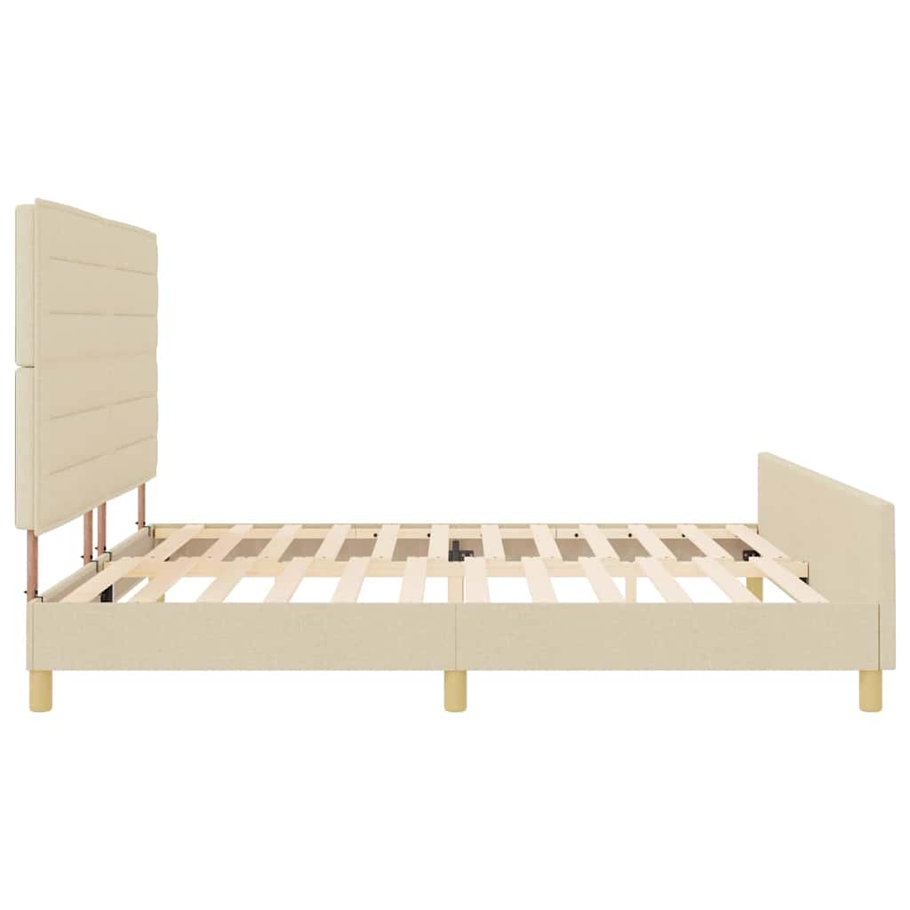Sengestel med hovedgærde Creme 200 x 200 cm Stof