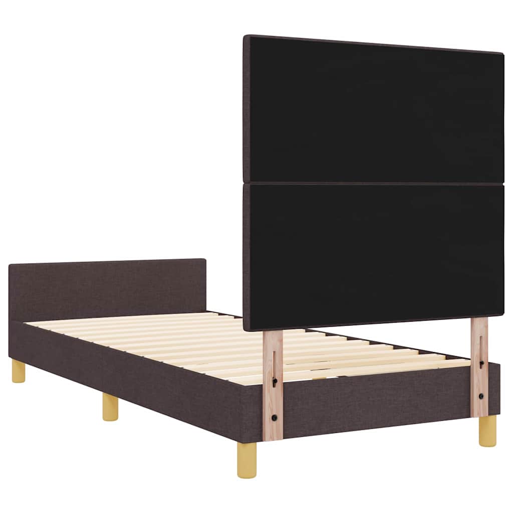 Sengestel med hovedgærde Mørkebrun 90 x 190 cm Stof