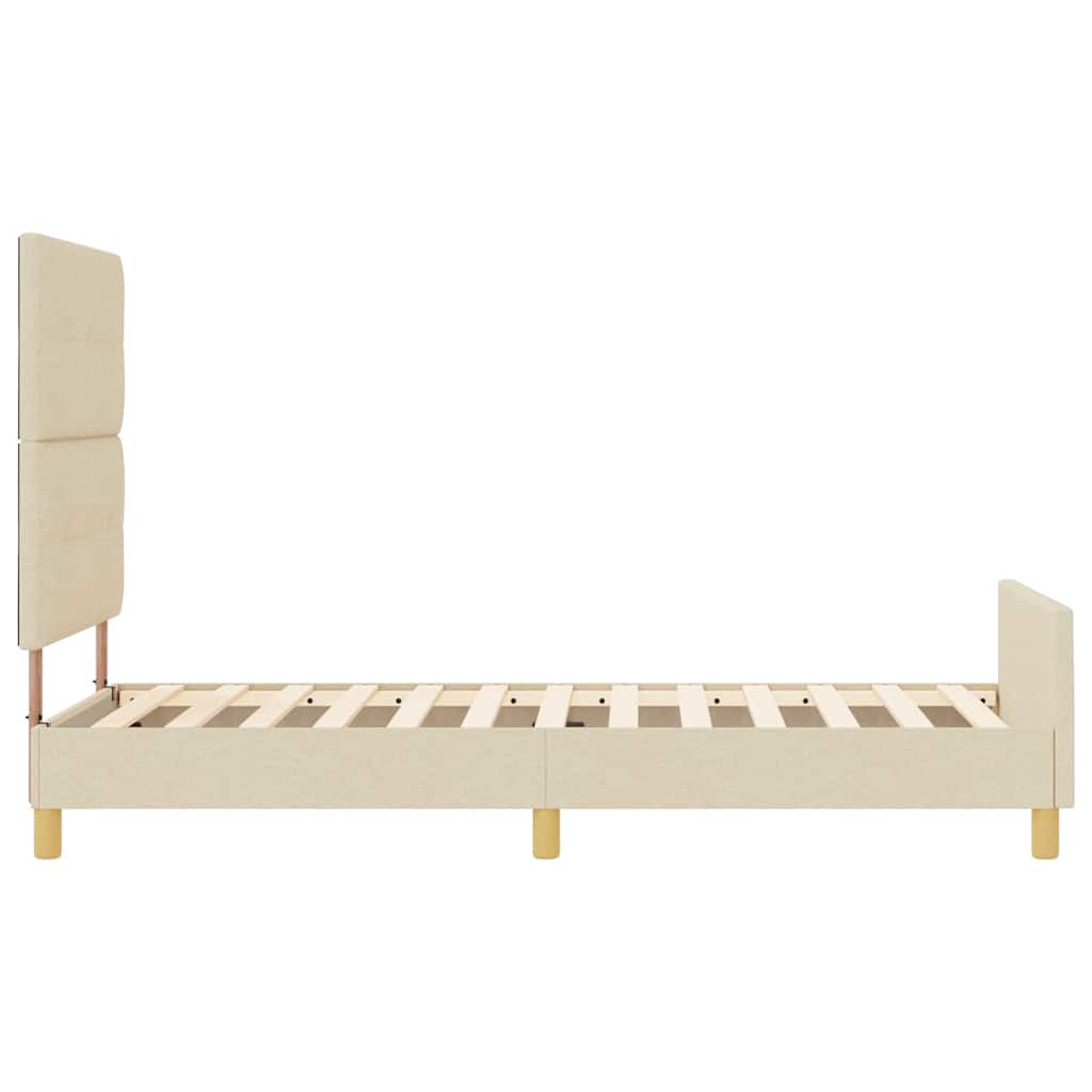 Sengestel med hovedgærde Creme 90 x 190 cm Stof