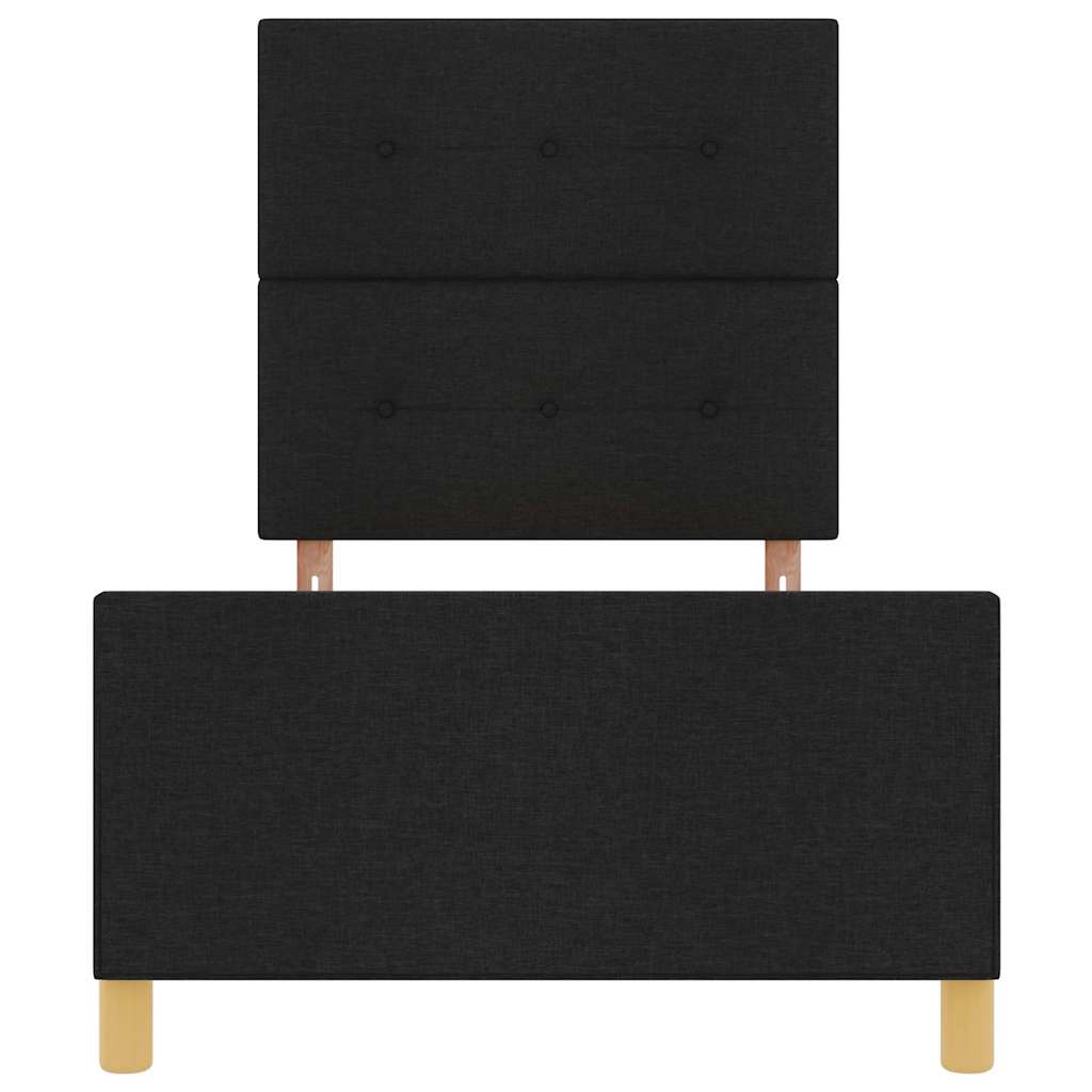 Sengestel med hovedgærde Sort 90 x 200 cm Stof