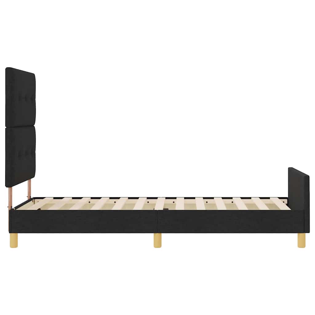 Sengestel med hovedgærde Sort 90 x 200 cm Stof