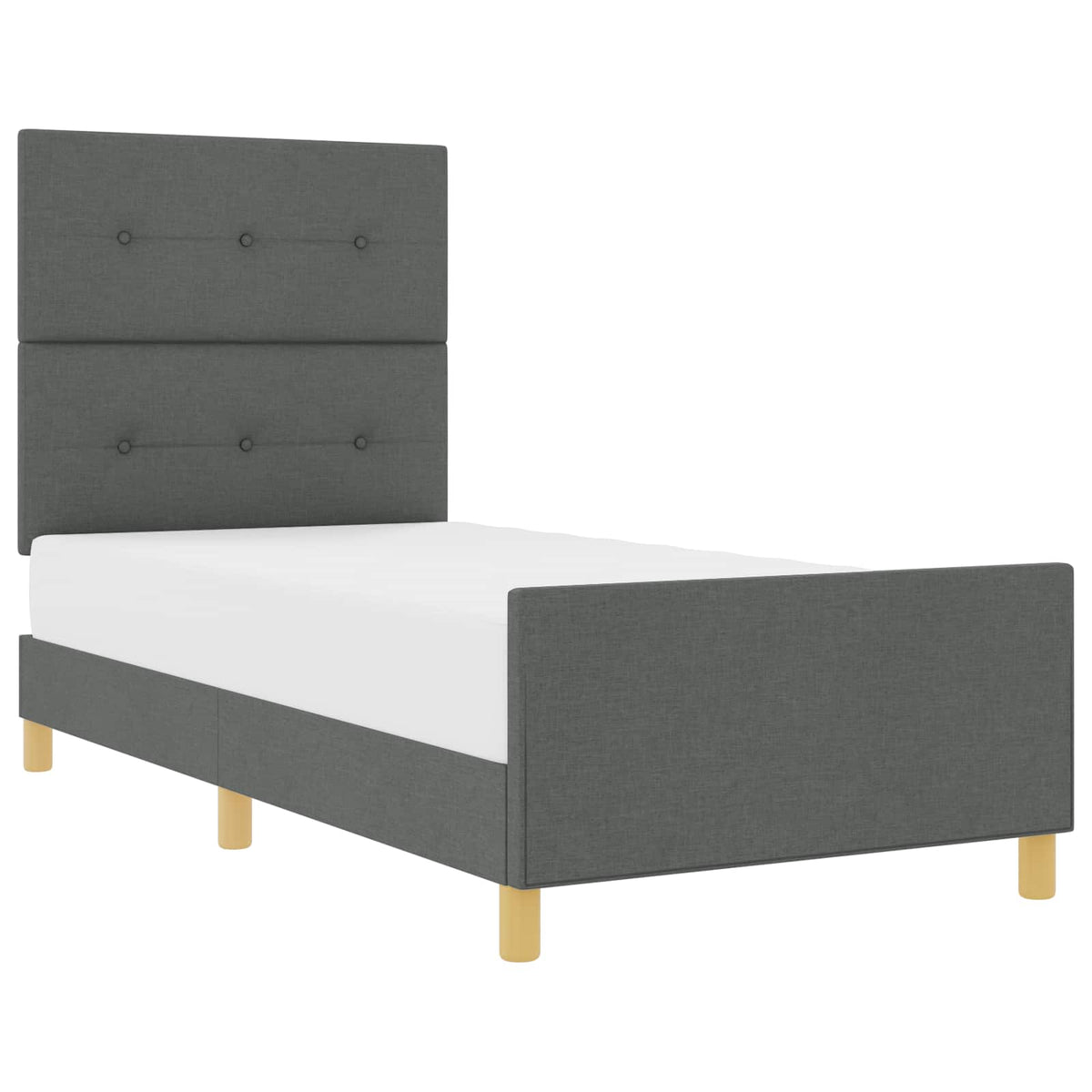 Sengestel med hovedgærde Mørkegrå 100 x 200 cm Stof