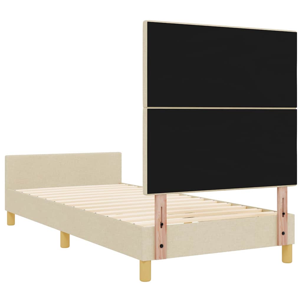 Sengestel med hovedgærde Creme 100 x 200 cm Stof