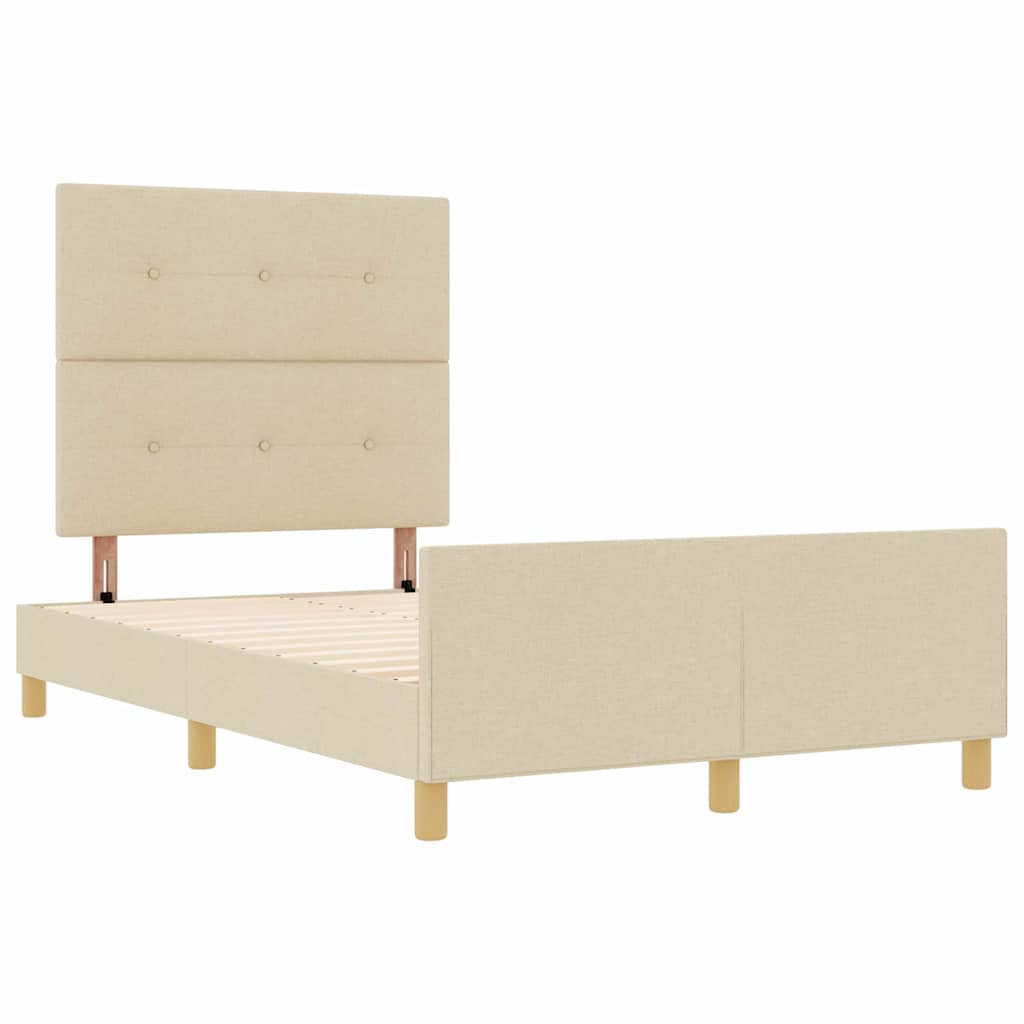 Sengestel med hovedgærde Creme 120 x 190 cm Stof