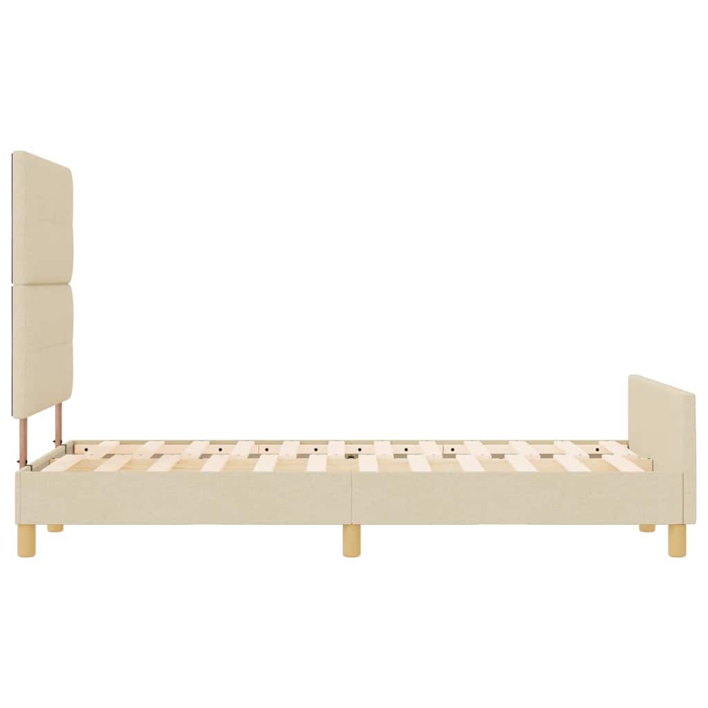 Sengestel med hovedgærde Creme 120 x 190 cm Stof