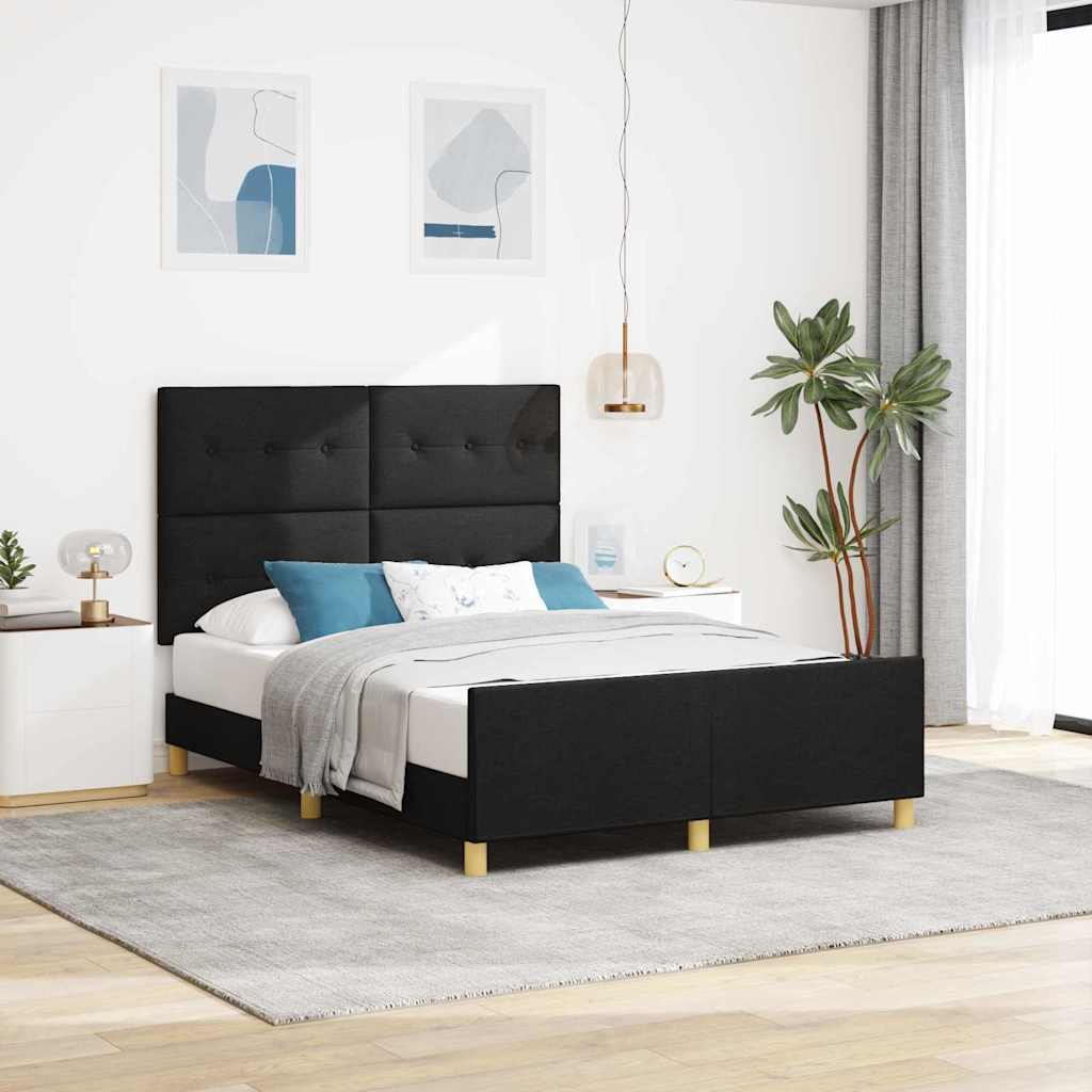Sengestel med pude med hovedgærde Sort 160 x 200 cm Stof