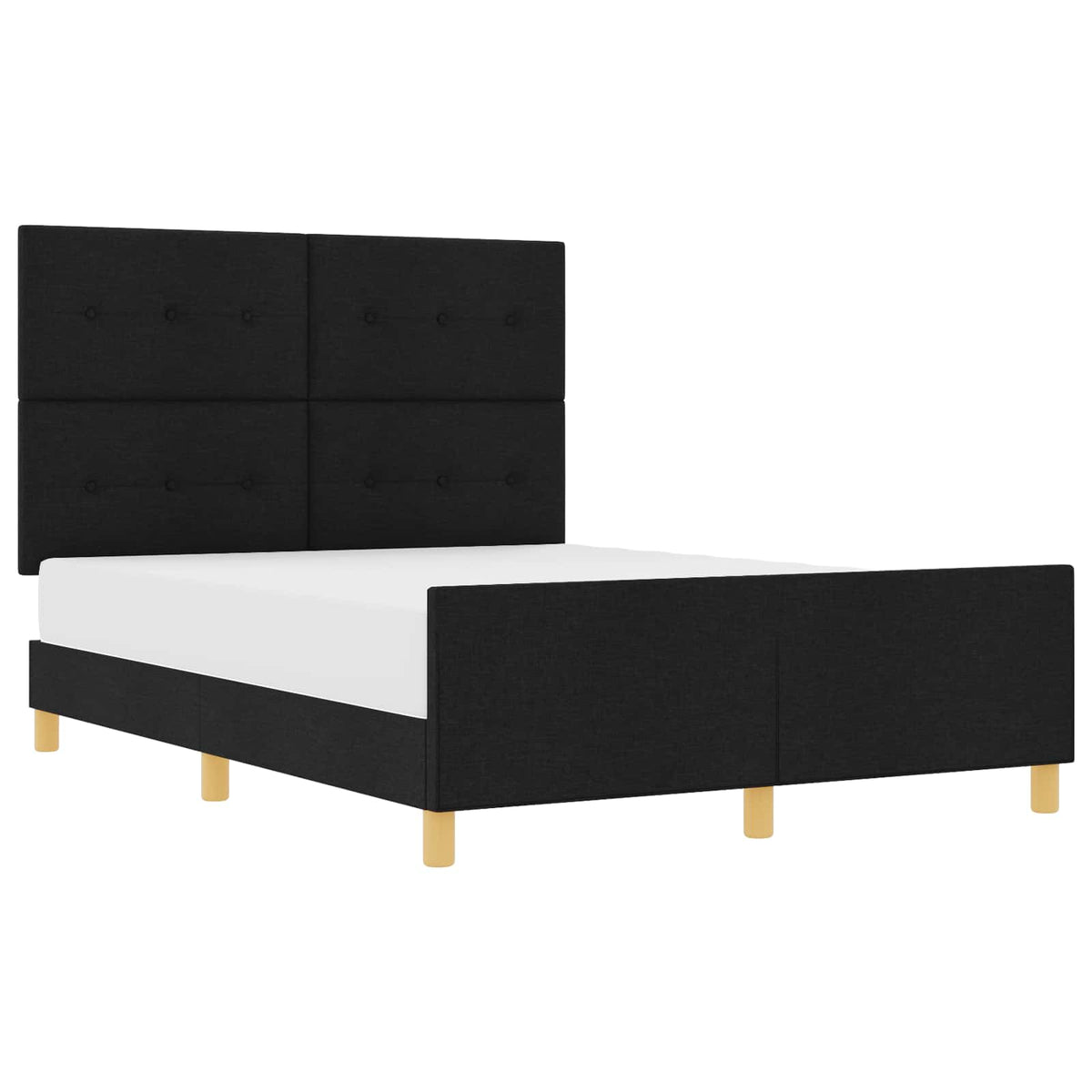 Sengestel med pude med hovedgærde Sort 160 x 200 cm Stof