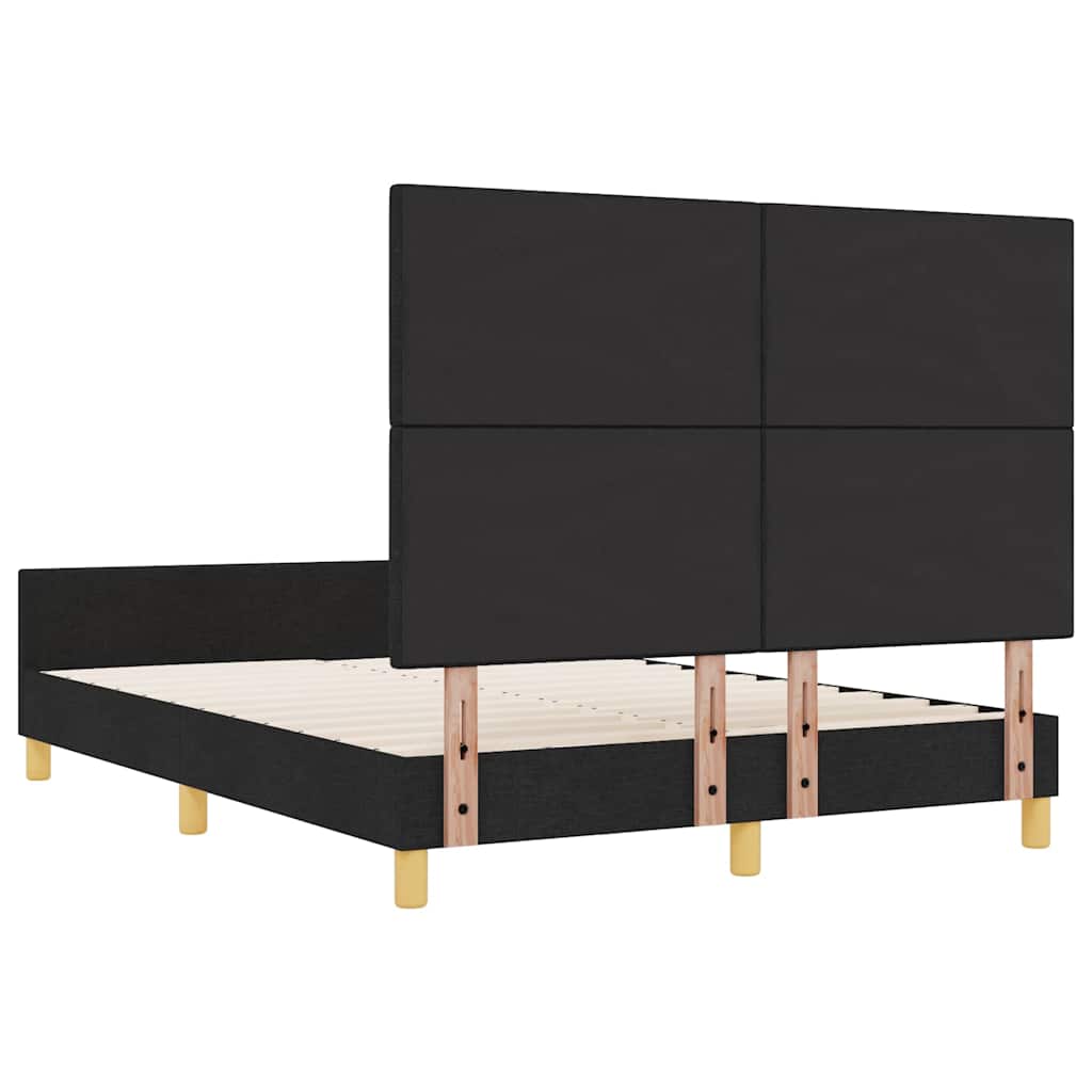 Sengestel med pude med hovedgærde Sort 160 x 200 cm Stof
