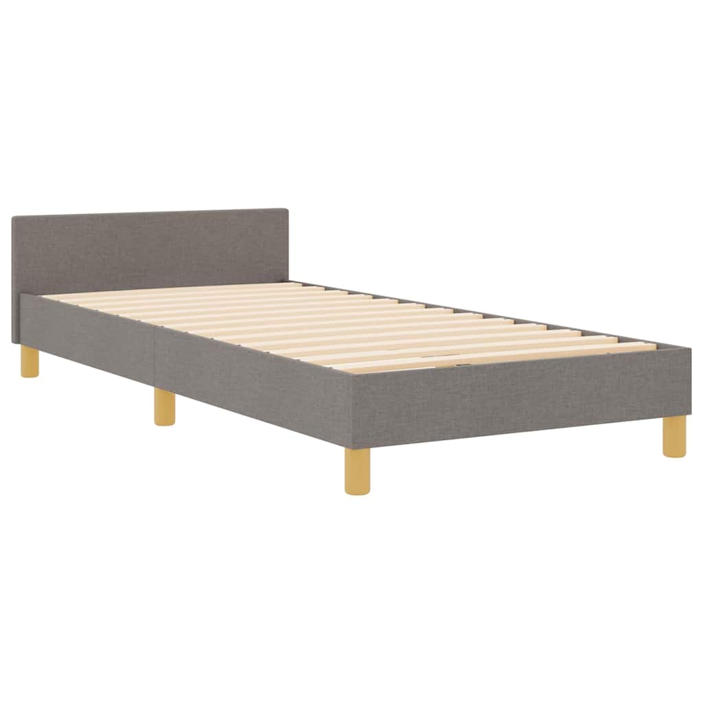 Sengestel med hovedgærde Gråbrun 90 x 190 cm Stof