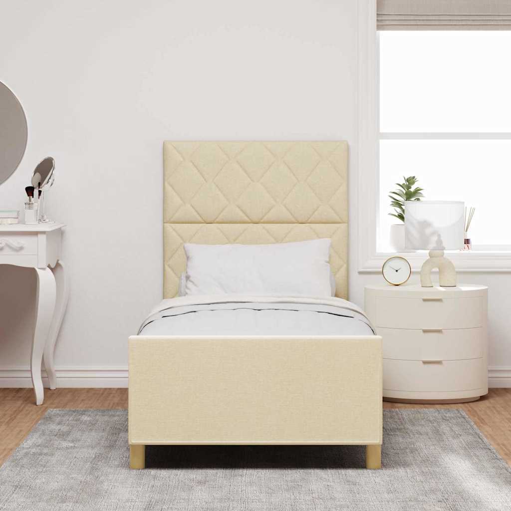 Sengestel med hovedgærde Creme 90 x 190 cm Stof
