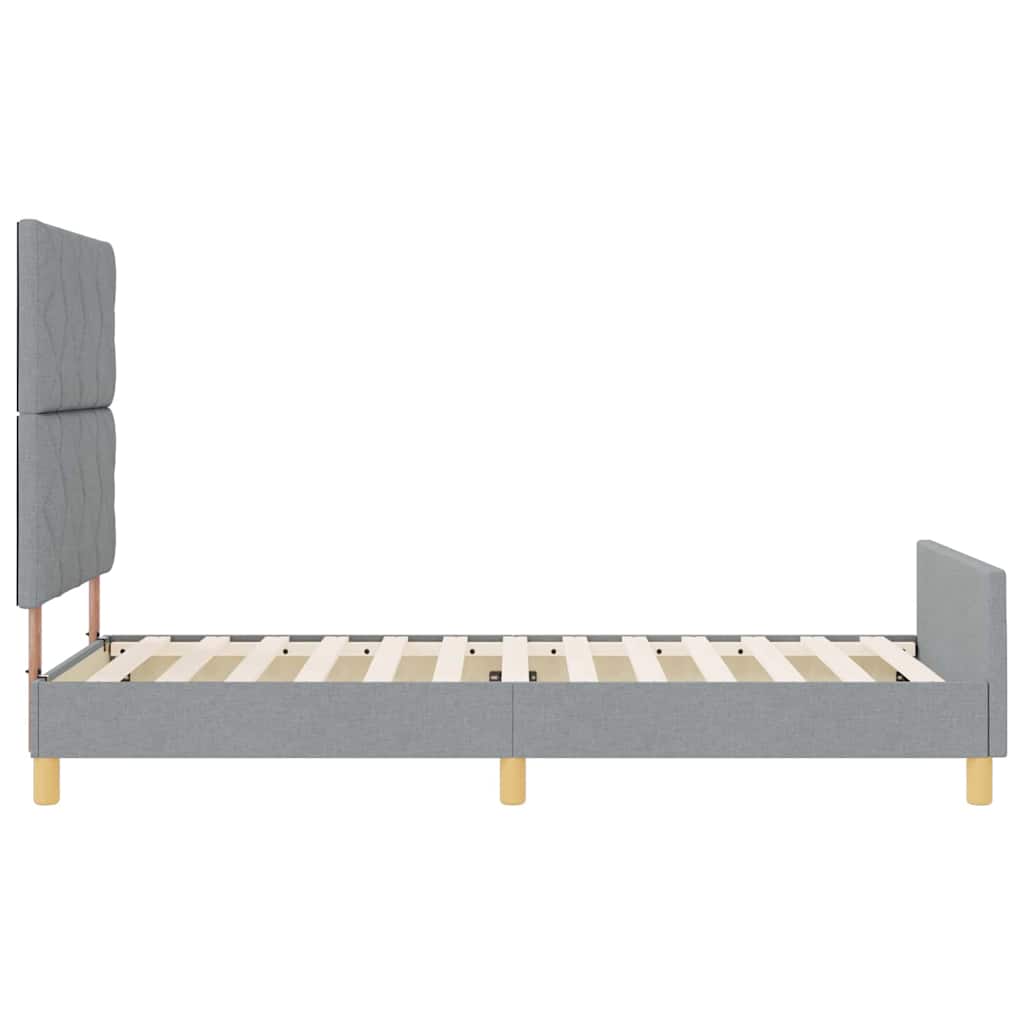 Sengestel med hovedgærde Lysegrå 90 x 200 cm Stof