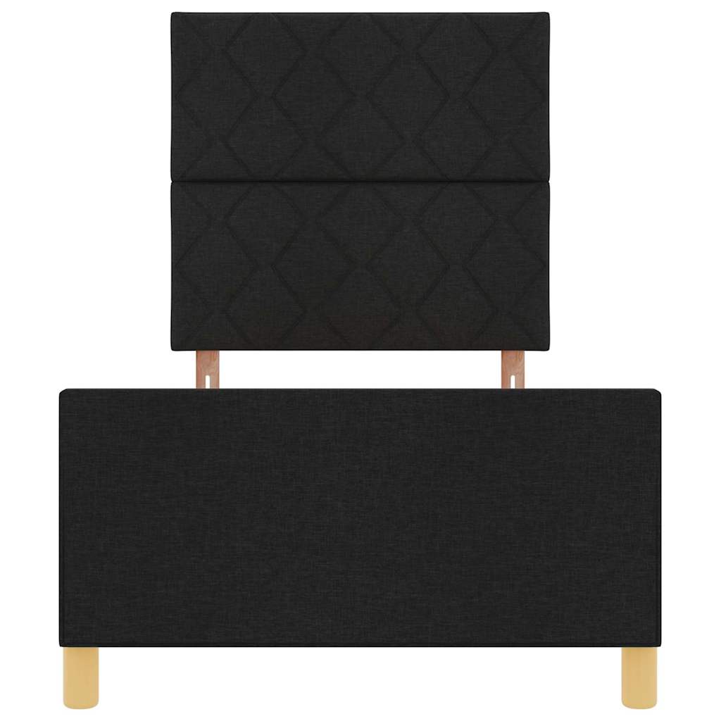 Sengestel med hovedgærde Sort 90 x 200 cm Stof