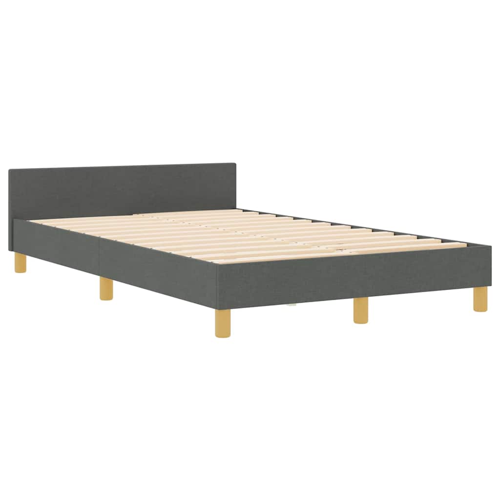 Sengestel med hovedgærde Mørkegrå 120 x 200 cm Stof