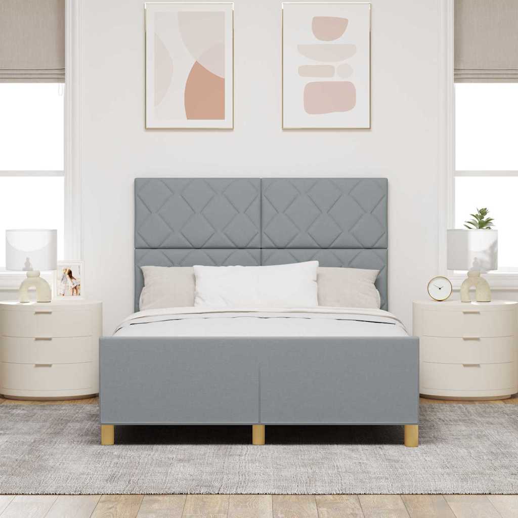 Sengestel med hovedgærde Lysegrå 140 x 190 cm Stof