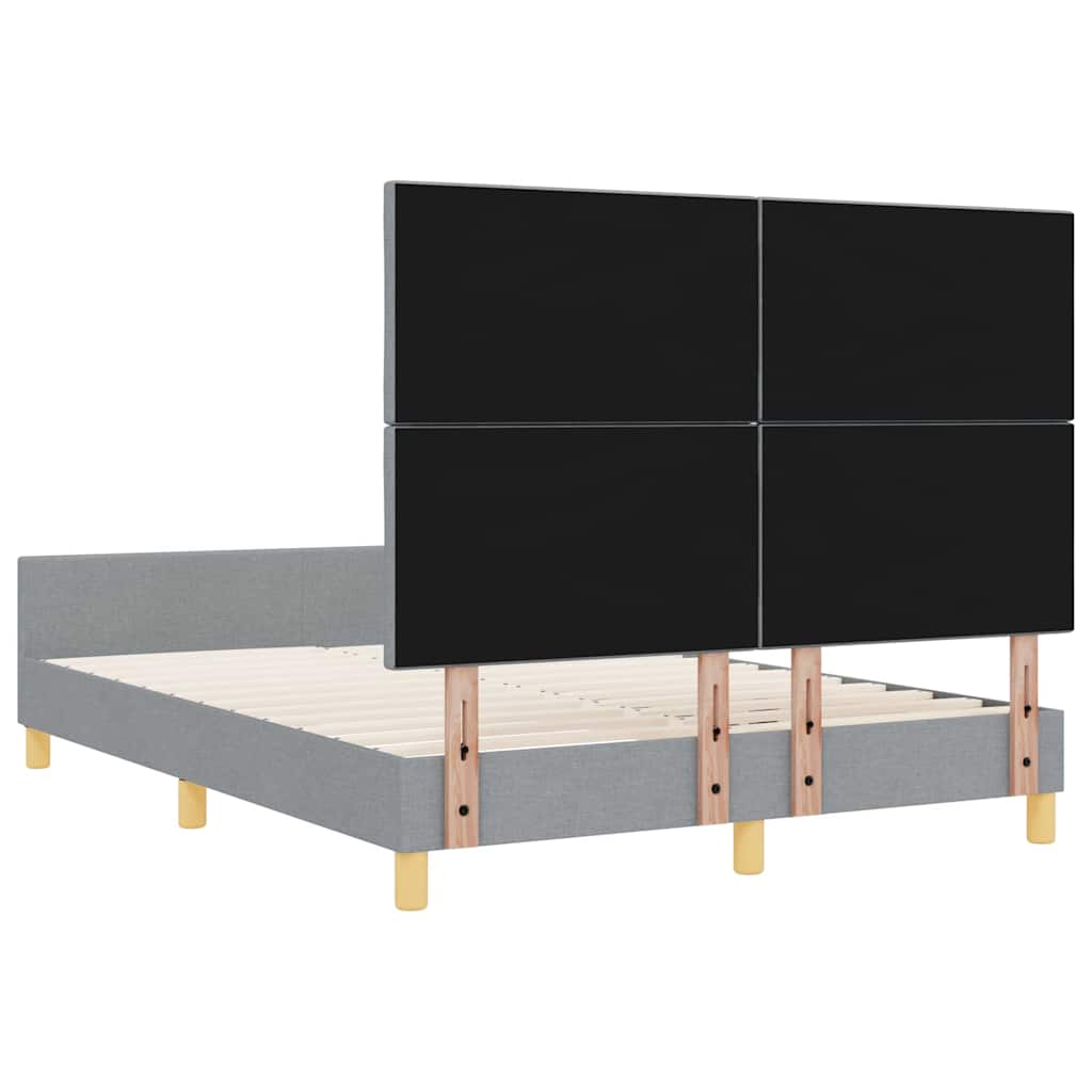 Sengestel med hovedgærde Lysegrå 140 x 190 cm Stof