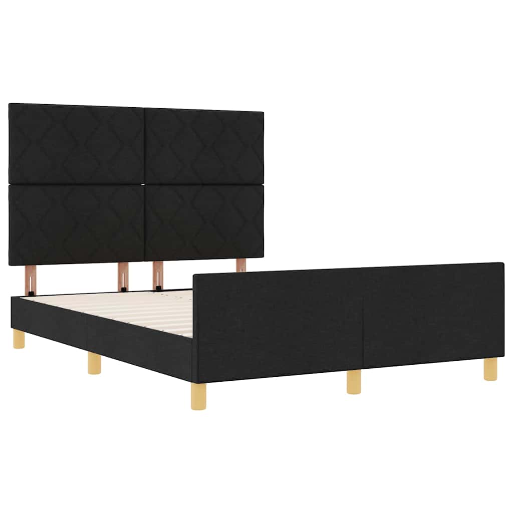 Sengestel med hovedgærde Sort 140 x 190 cm Stof