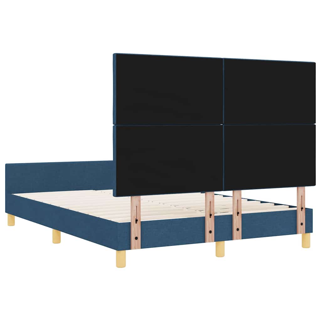Sengestel med hovedgærde Blå 140 x 190 cm Stof