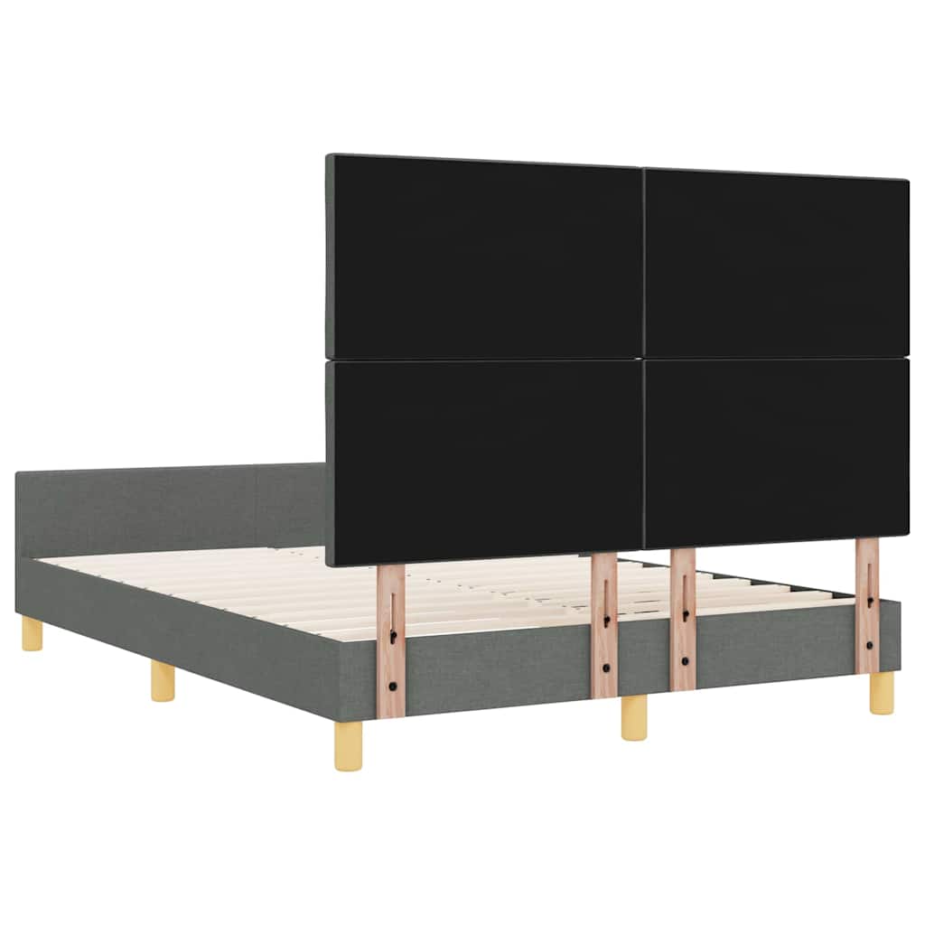 Sengestel med hovedgærde Mørkegrå 140 x 200 cm Stof