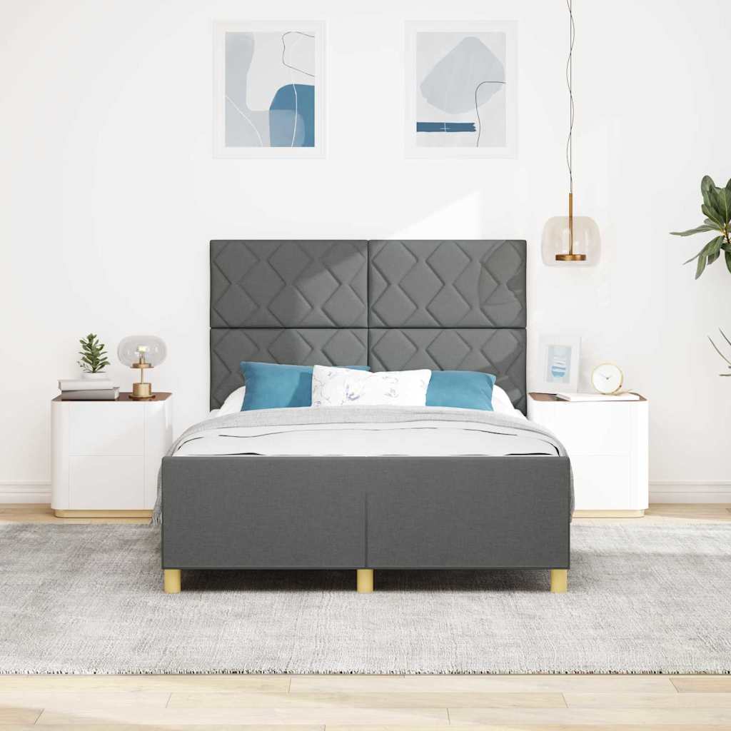 Sengestel med hovedgærde Mørkegrå 160 x 200 cm Stof