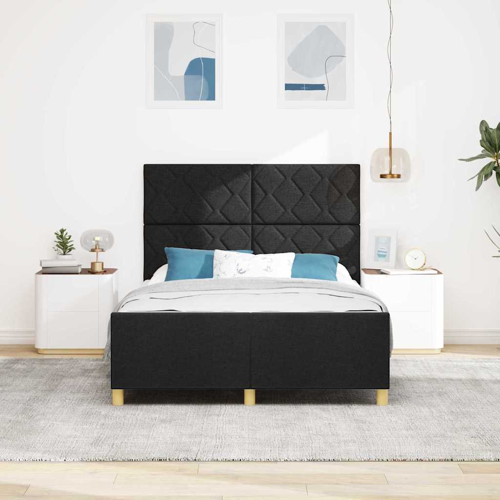 Sengestel med hovedgærde Sort 160 x 200 cm Stof