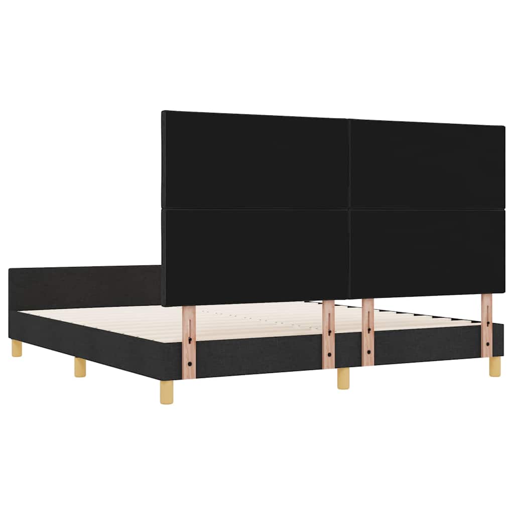 Sengestel med hovedgærde Sort 180 x 200 cm Stof