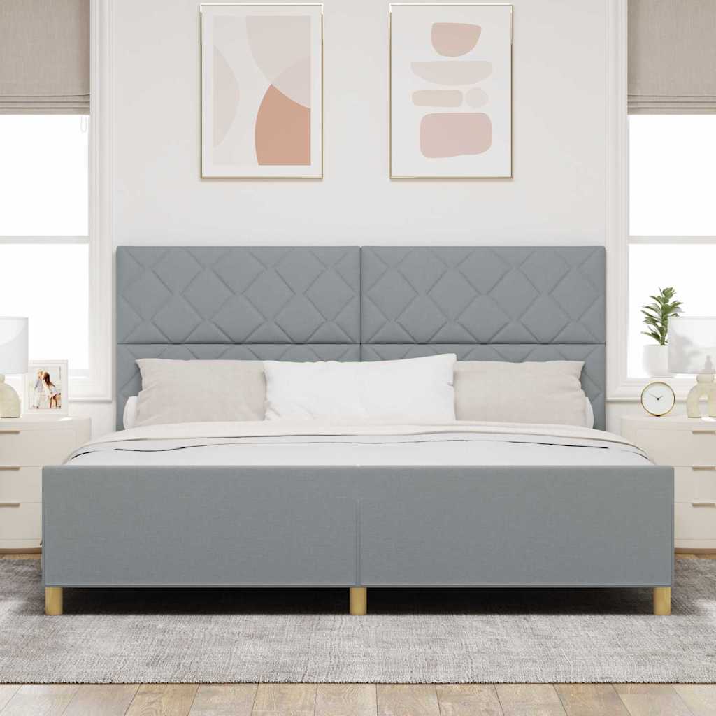 Sengestel med hovedgærde Lysegrå 200 x 200 cm Stof