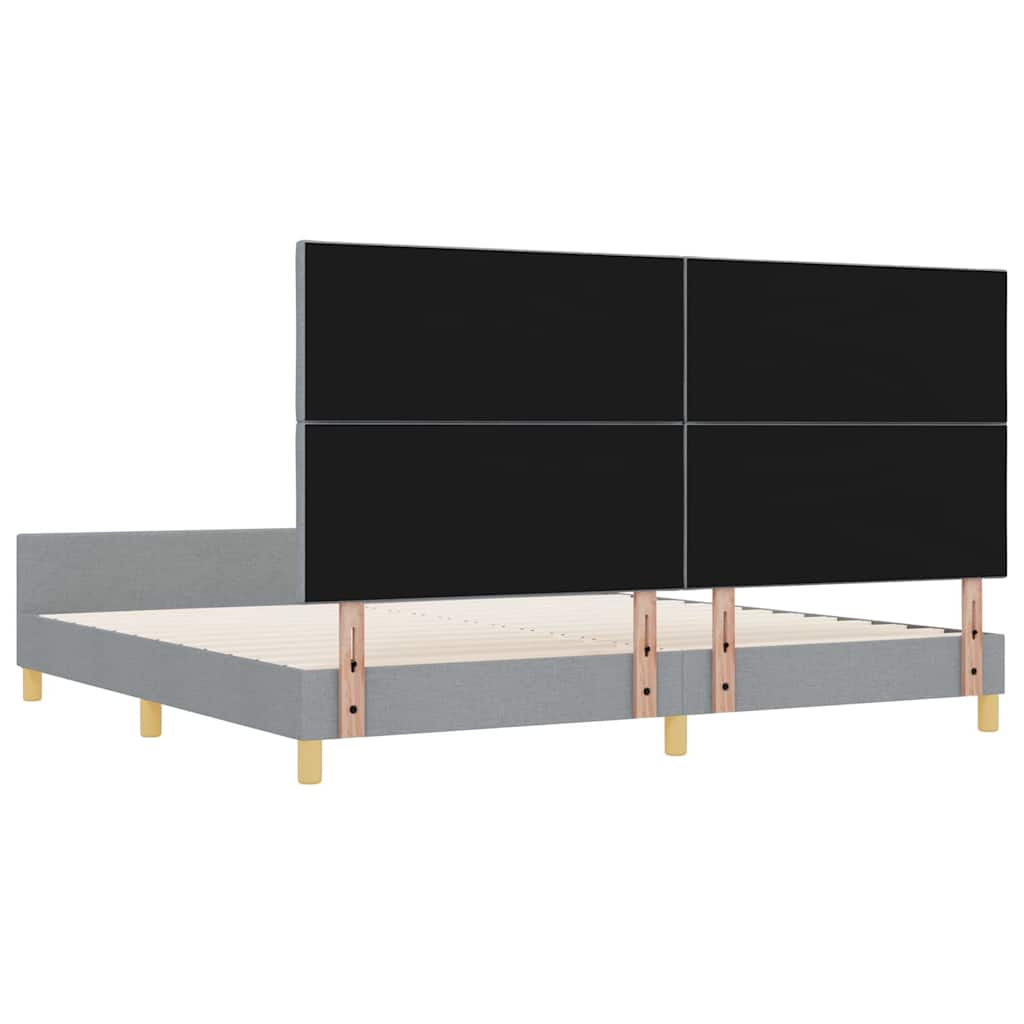 Sengestel med hovedgærde Lysegrå 200 x 200 cm Stof