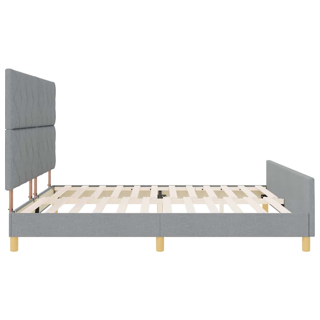 Sengestel med hovedgærde Lysegrå 200 x 200 cm Stof