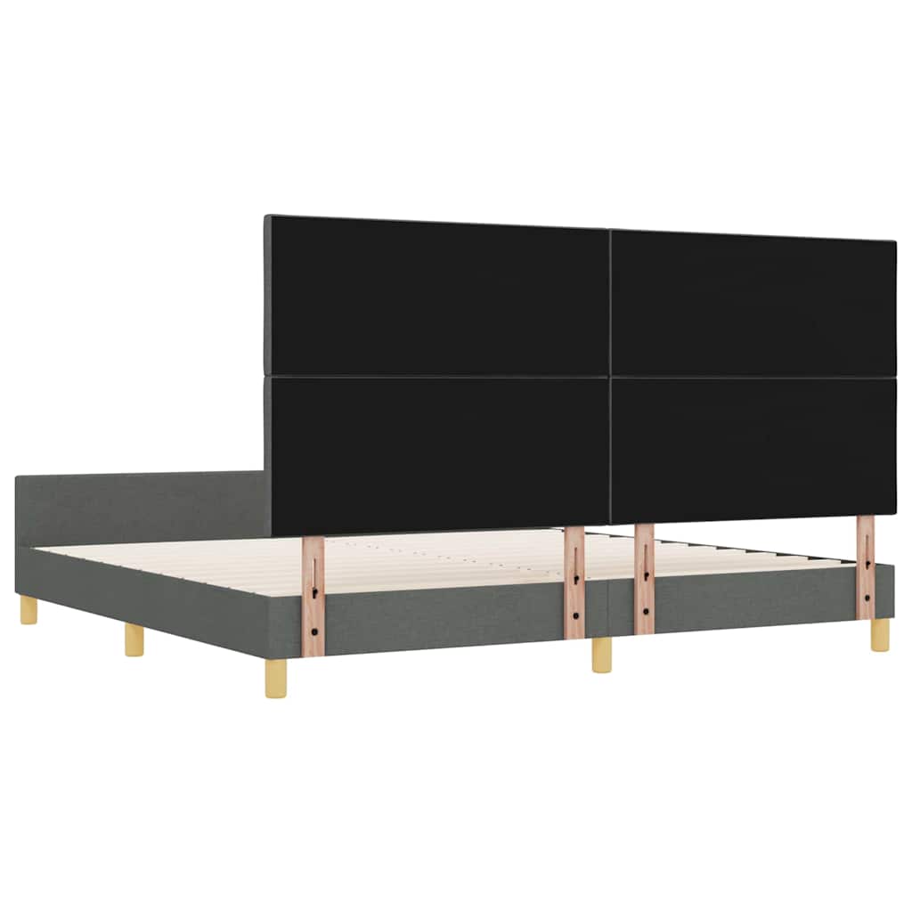 Sengestel med hovedgærde Mørkegrå 200 x 200 cm Stof