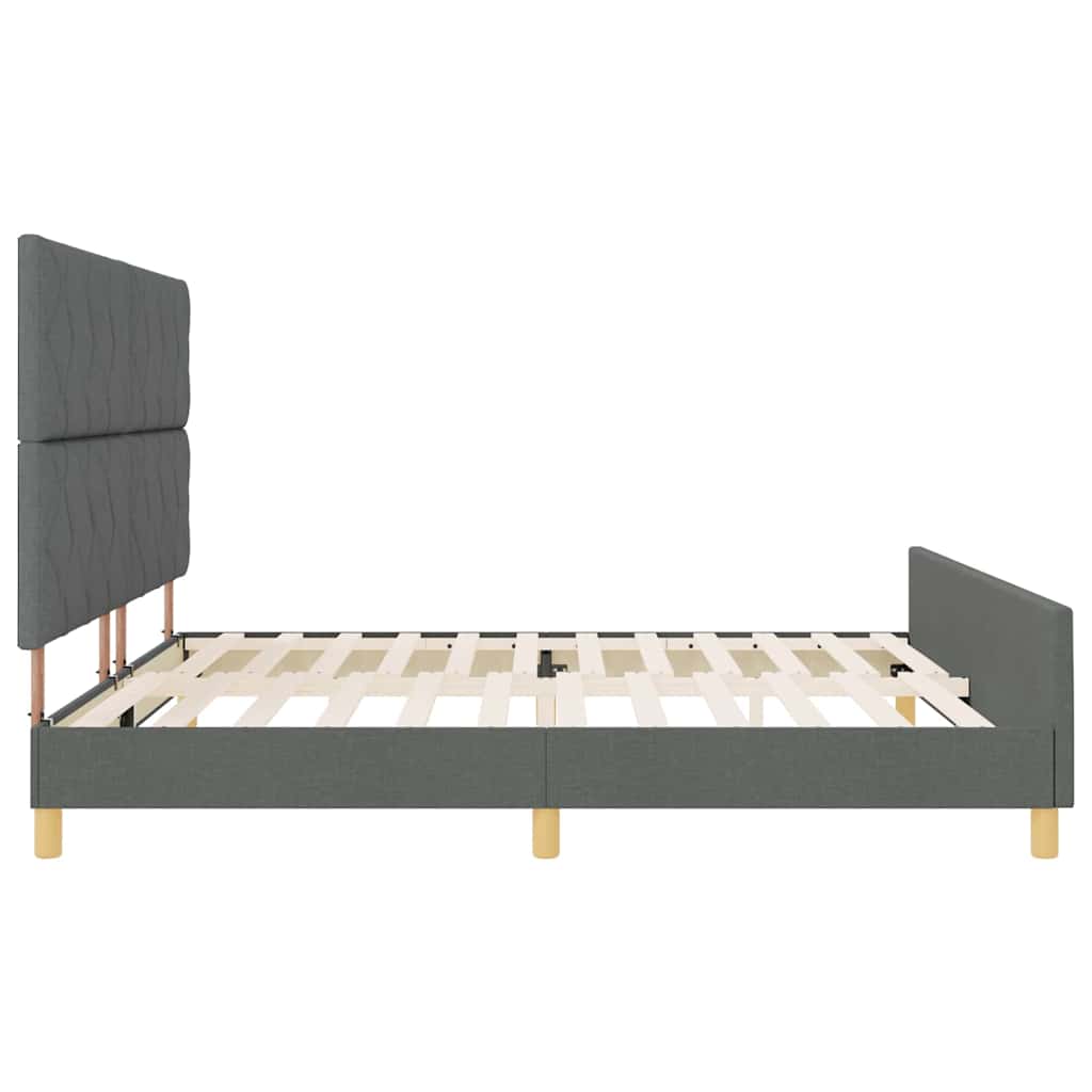Sengestel med hovedgærde Mørkegrå 200 x 200 cm Stof