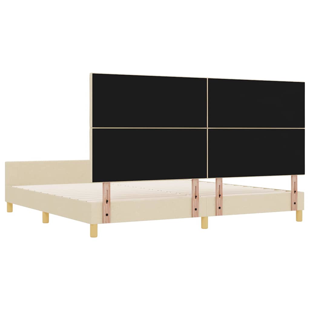 Sengestel med hovedgærde Creme 200 x 200 cm Stof