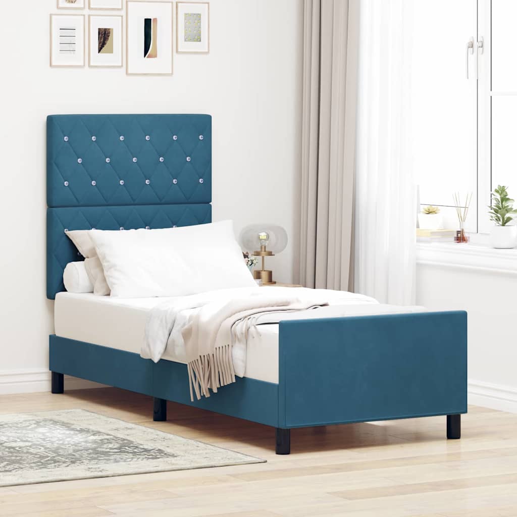 vidaXL Box spring seng med hovedgærde Mørk blå 80 x 200 cm Fløjl