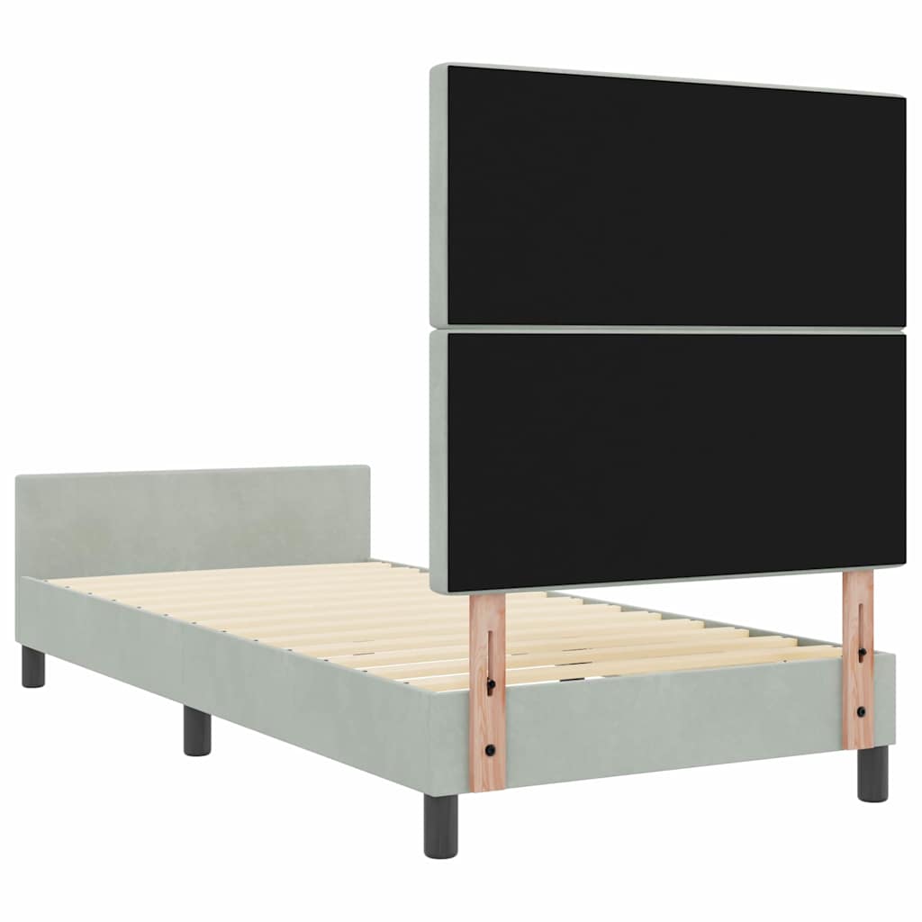 Box spring seng med hovedgærde Lysegrå 90 x 190 cm Fløjl