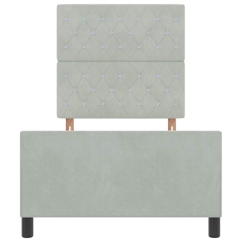 Box spring seng med hovedgærde Lysegrå 90 x 190 cm Fløjl