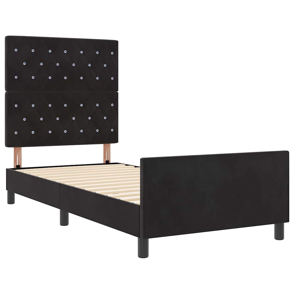 Box spring seng med hovedgærde Sort 90 x 190 cm Fløjl