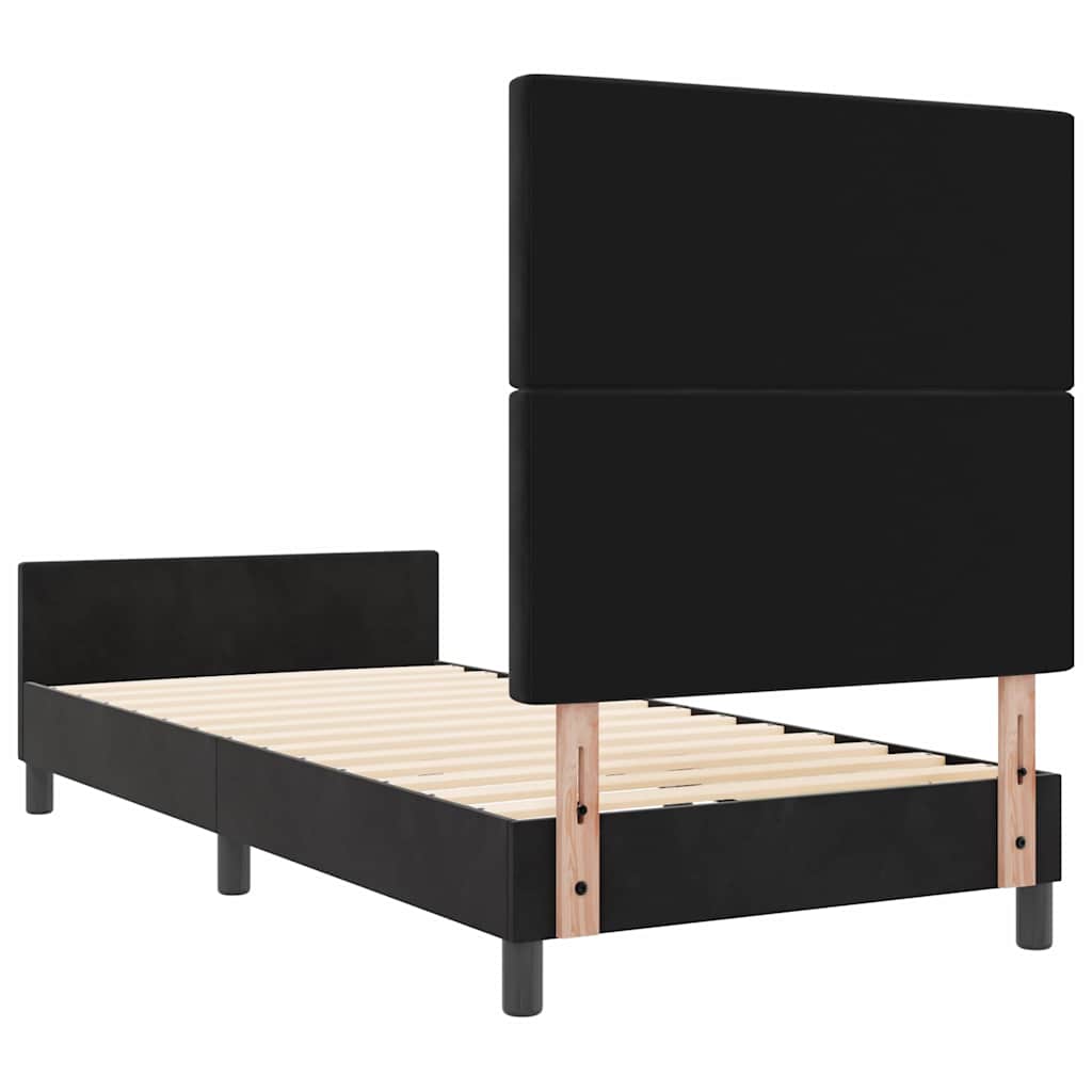 Box spring seng med hovedgærde Sort 90 x 190 cm Fløjl