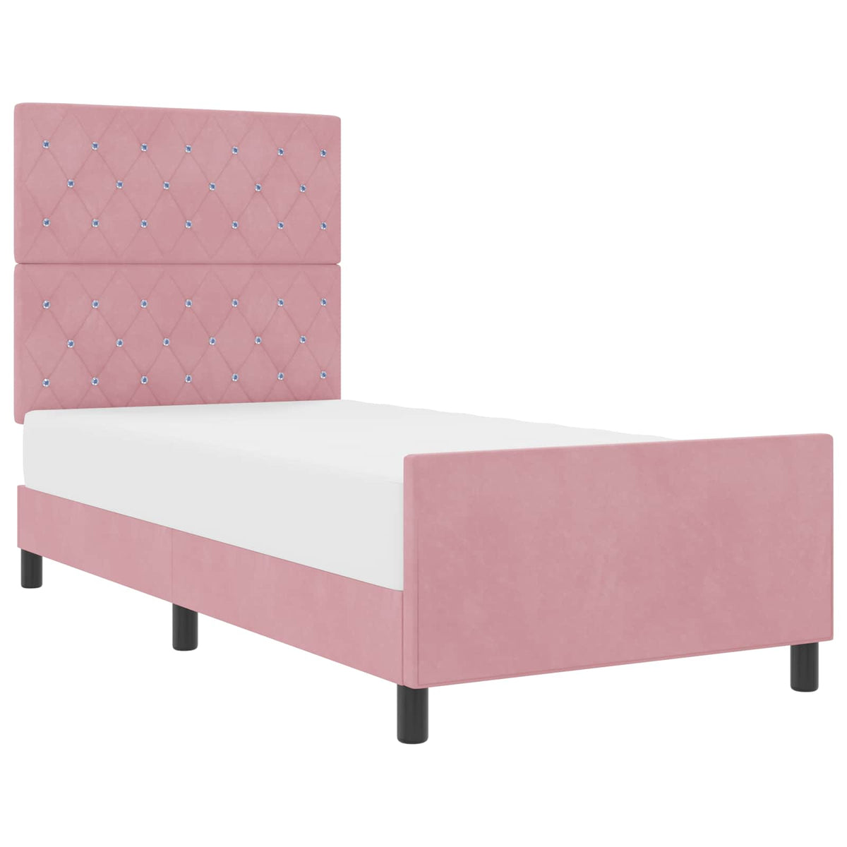 Box spring seng med hovedgærde Lyserød 90 x 190 cm Fløjl