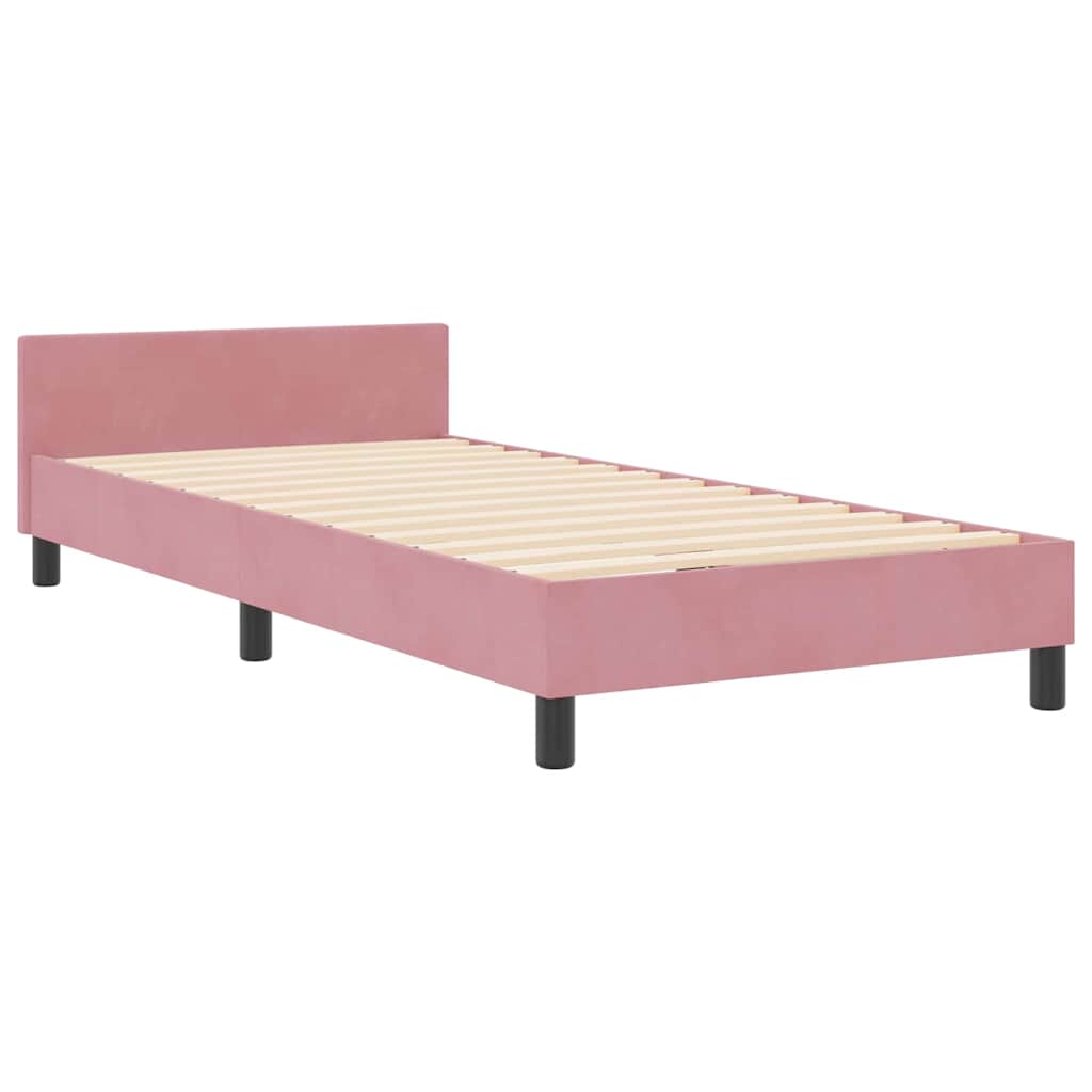 Box spring seng med hovedgærde Lyserød 90 x 190 cm Fløjl