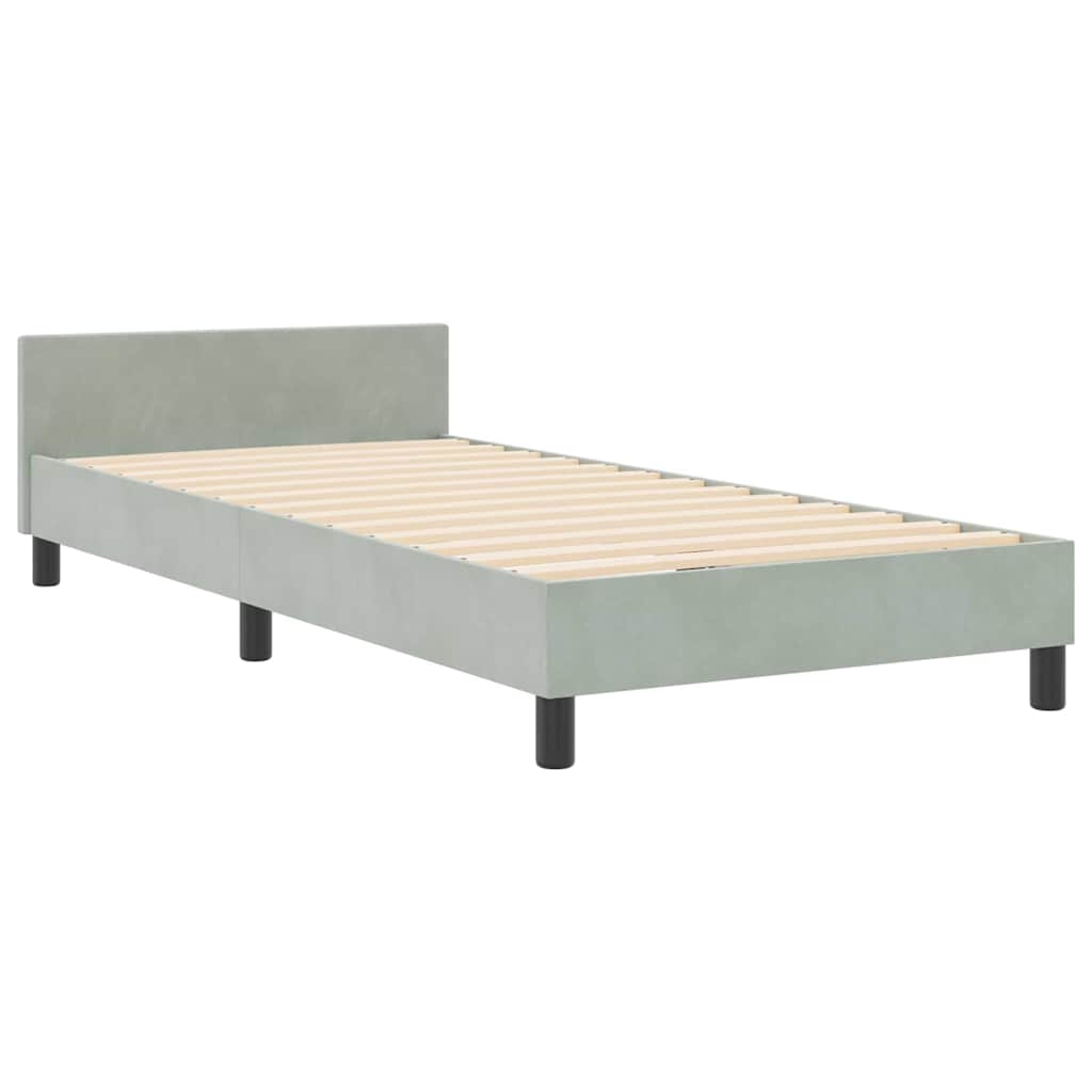 Box spring seng med hovedgærde Lysegrå 90 x 200 cm Fløjl
