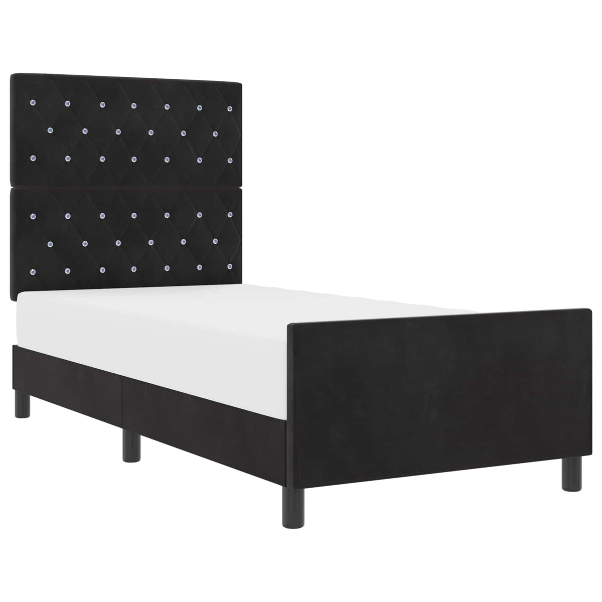 Box spring seng med hovedgærde Sort 90 x 200 cm Fløjl