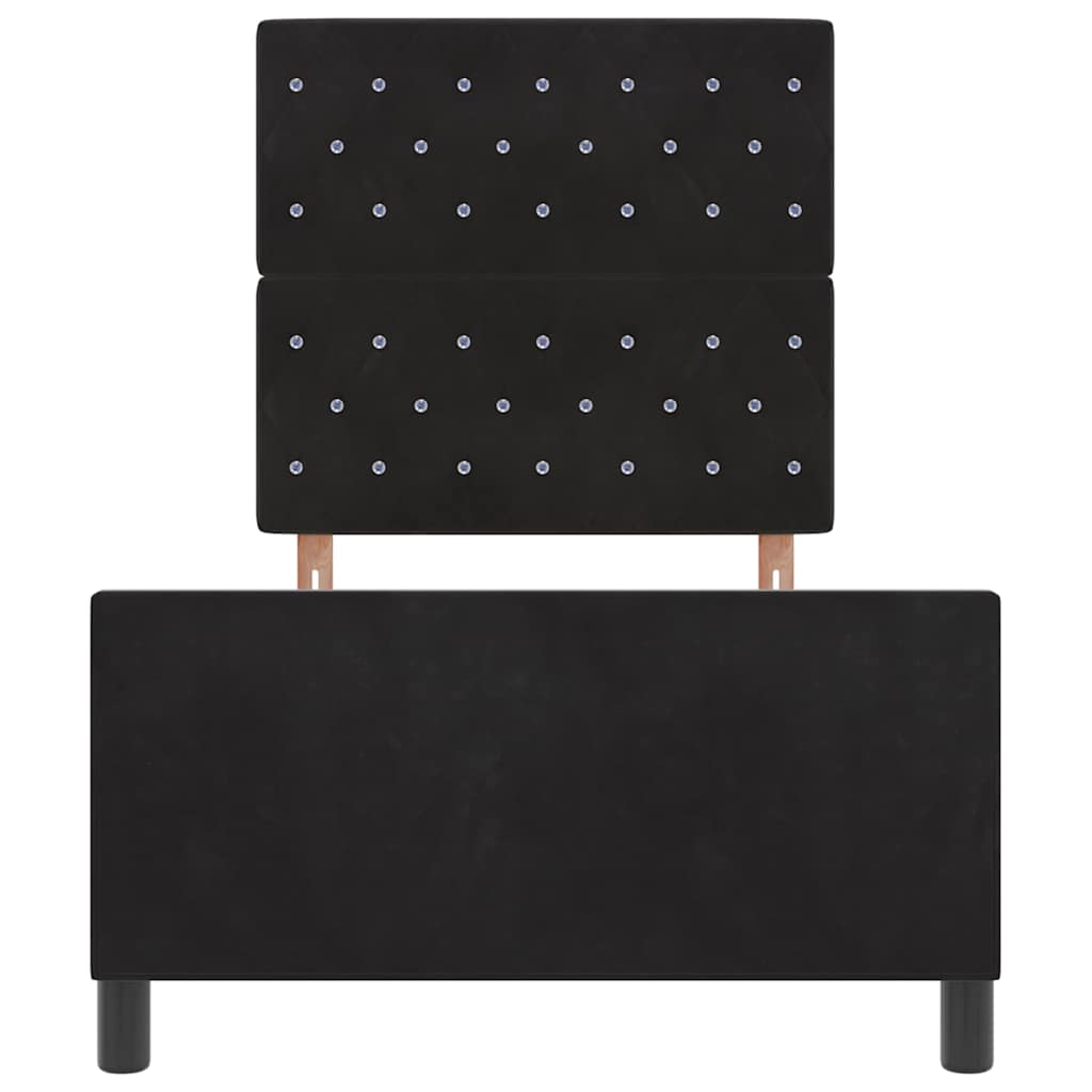 Box spring seng med hovedgærde Sort 90 x 200 cm Fløjl